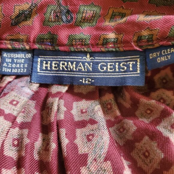 Herman Geist Vintage Burgundy Riding Print Skirt - Picture 6 of 7